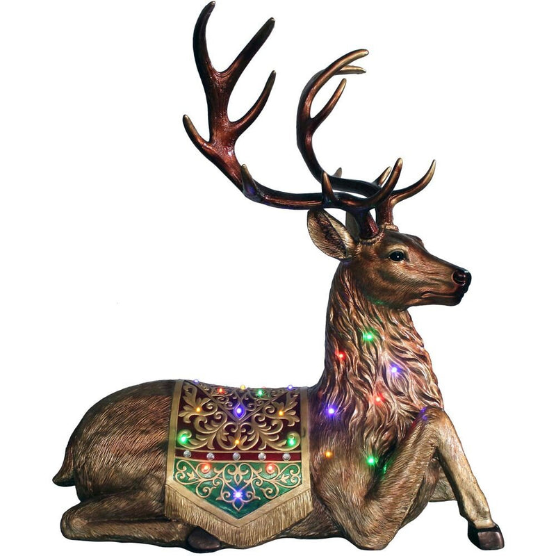 Fraser Hill Farm 47"H LED Sitting Deer, Metallic Finish, KD Antlers