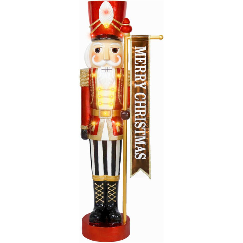 FHF 48"H LED Nutcracker holding Merry Christmas Banner