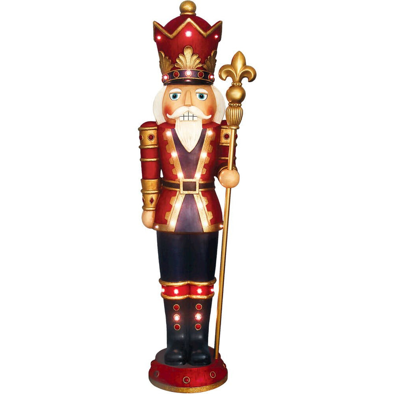 FHF 60" Warm White LED Wood Look Nutcracker with Music & Timer