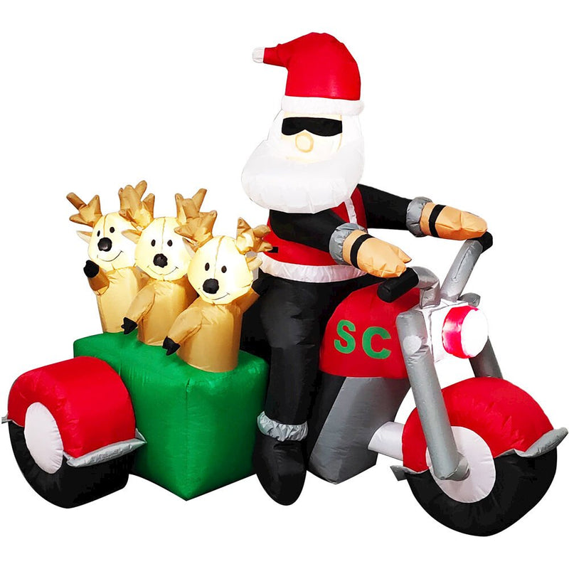 6ft Inflatable Santa on Motorcycle and Reindeer sidecar w/