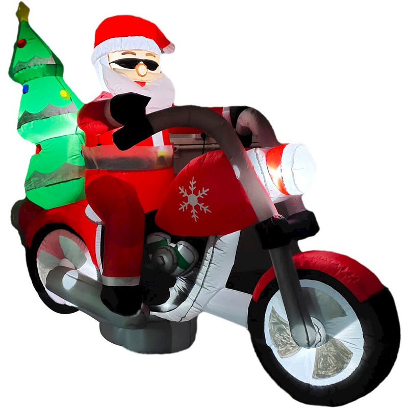 7ft Inflatable Santa on Motorcycle w/ Lights