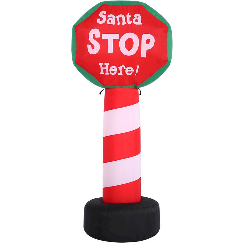 3.5ft Inflatable "Santa Stop Here" Sign w/ Lights