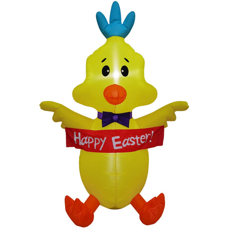 5ft Inflatable Easter Chick with Happy Easter Banner & Lights