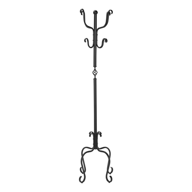 Coat Rack, Hall Tree, Free Standing, 8 Hooks, Entryway, 74H, Bedroom, Black