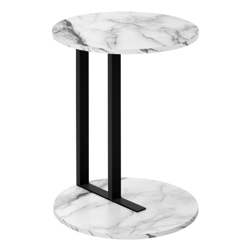 Accent Table, Side, Round, End, Nightstand, Lamp, Living Room, Bedroom, White