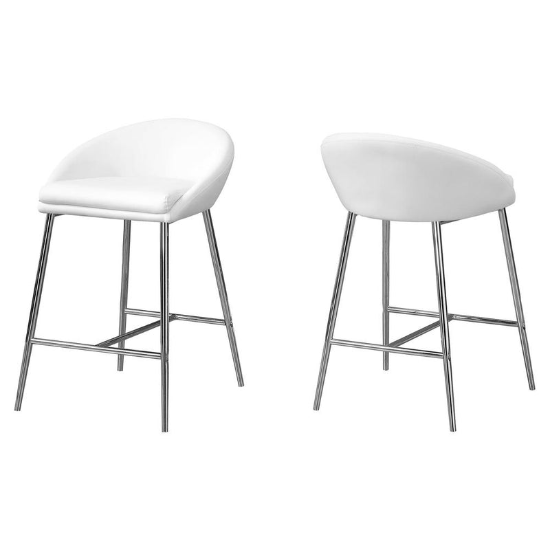 Bar Stool, Set Of 2, Counter Height, Kitchen, Chrome