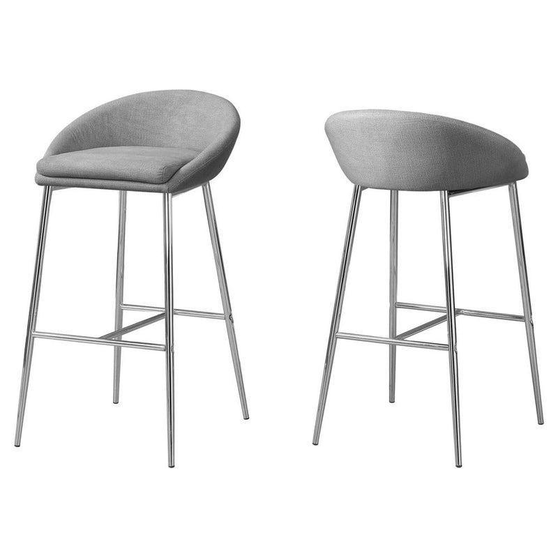 Bar Stool, Set Of 2, Bar Height, Chrome