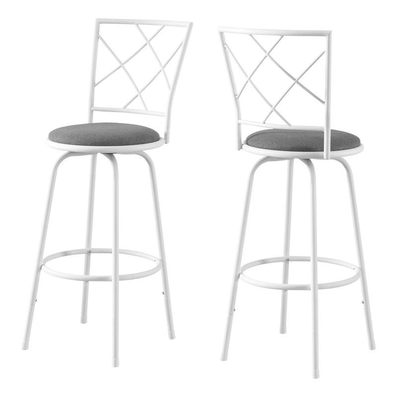 Bar Stool, Set Of 2, Swivel, Bar Height, White