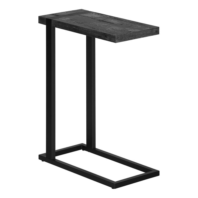 Accent Table, C-shaped, End, Side, Snack, Living Room, Bedroom, Black Laminate