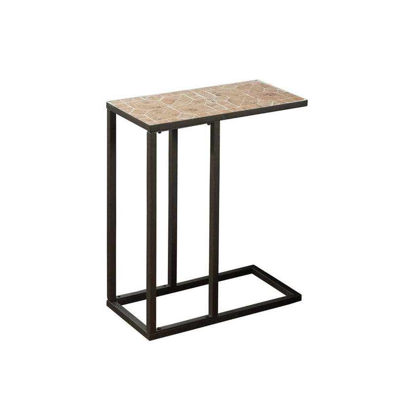 Accent Table, C-shaped, End, Side, Snack, Living Room, Bedroom, Brown Tile