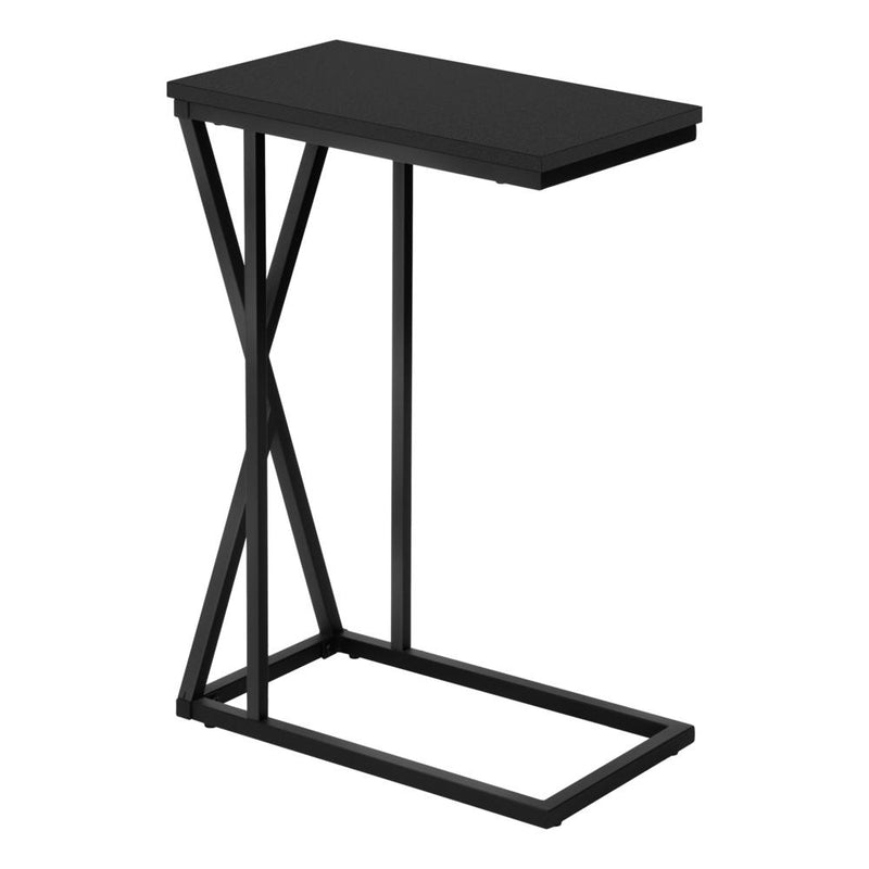 Accent Table, C-shaped, End, Side, Snack, Living Room, Bedroom, Black Laminate