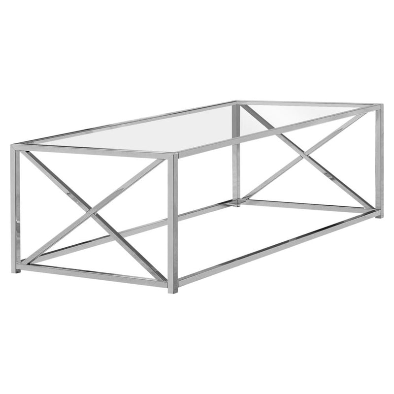 Coffee Table, Accent, Cocktail, Rectangular, Living Room, 44L, Clear Tempered