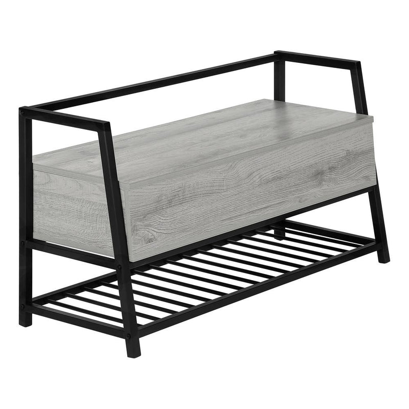 Bench, Entryway, Hallway, Storage, 42 Rectangular, Grey Laminate, Black