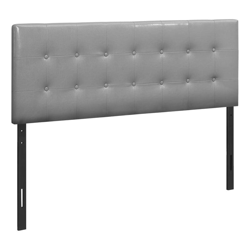 Bed, Headboard Only, Queen Size, Bedroom, Upholstered, Grey Leather Look