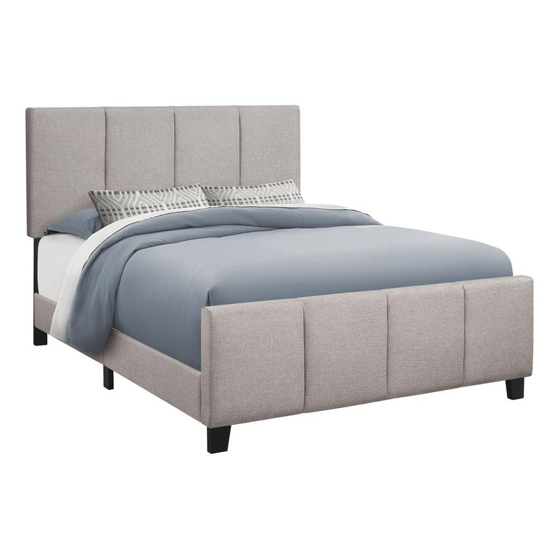 Bed, Queen Size, Bedroom, Upholstered, Grey Linen Look, Transitional