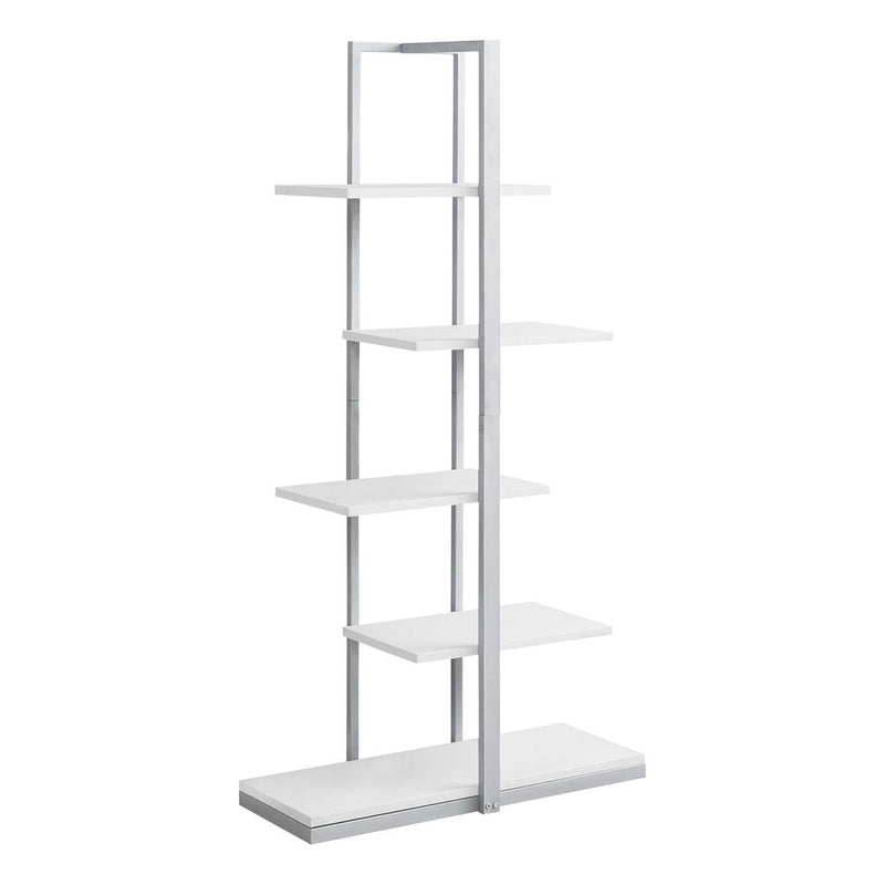 Bookshelf, Bookcase, Etagere, 5 Tier, 60H, Office, Bedroom, White Laminate