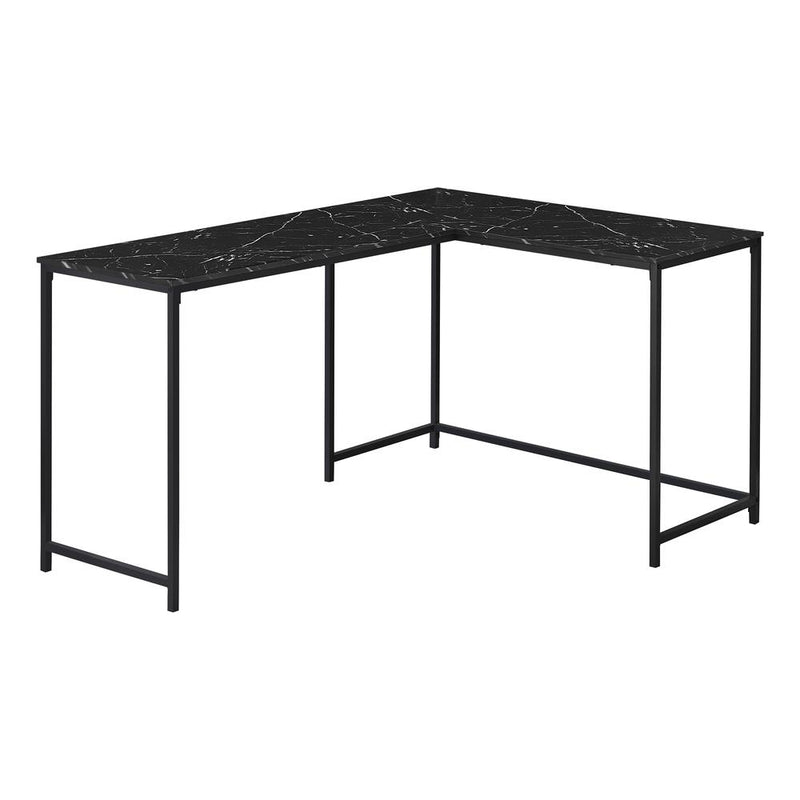 Computer Desk, Home Office, Corner, 58L, L Shape, Work, Laptop, Black Marble