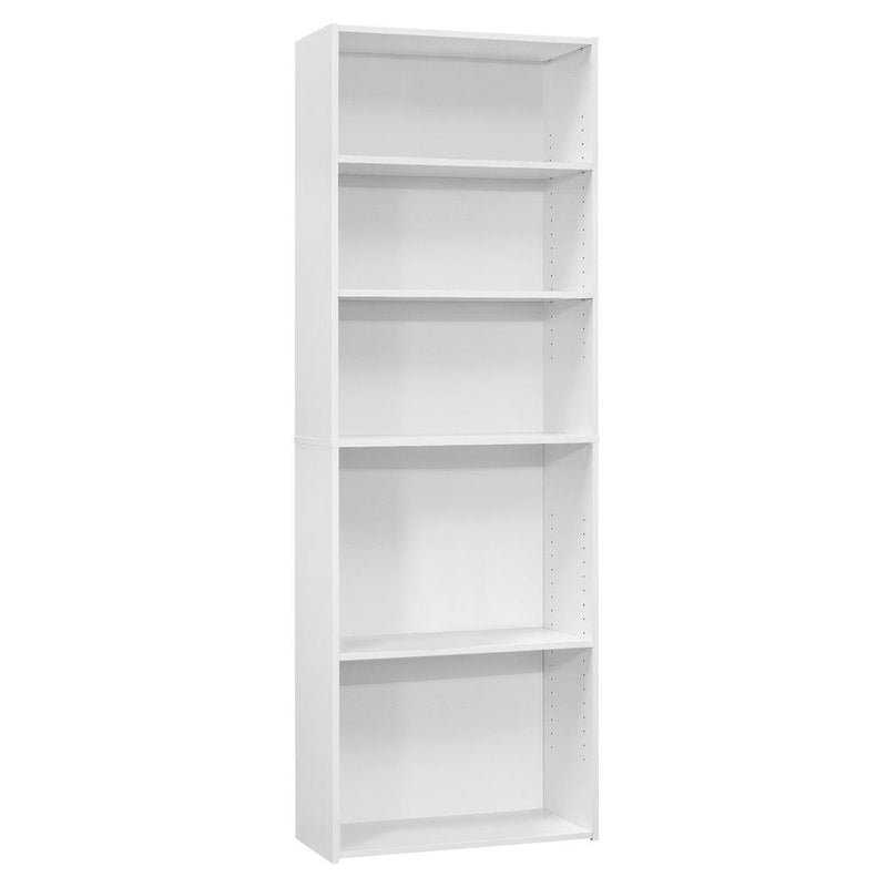 Bookshelf, Bookcase, 6 Tier, 72H, Office, Bedroom, White Laminate, Transitional