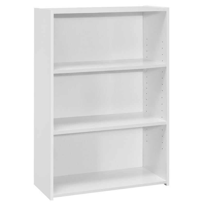 Bookshelf, Bookcase, 4 Tier, 36H, Office, Bedroom, White Laminate, Transitional