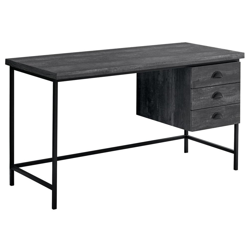 Computer Desk, Home Office, Laptop, Storage Drawers, 55L, Work, Black Laminate