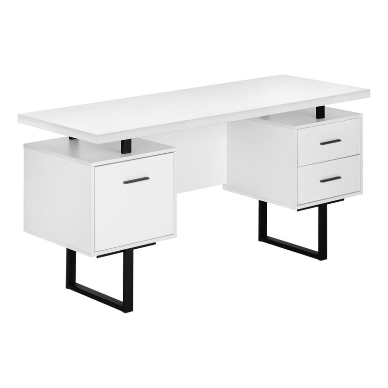 Computer Desk, Home Office, Laptop, Left, Right Set-up, Storage Drawers, 60L