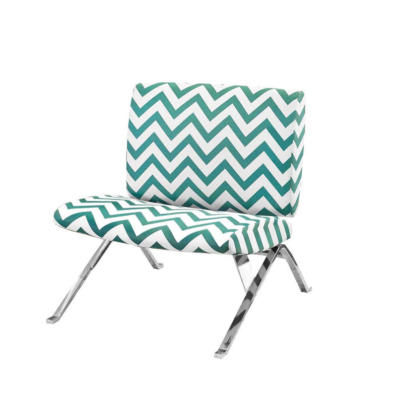 Accent Chair, Armless, Fabric, Living Room, Bedroom, Green Fabric, Chrome