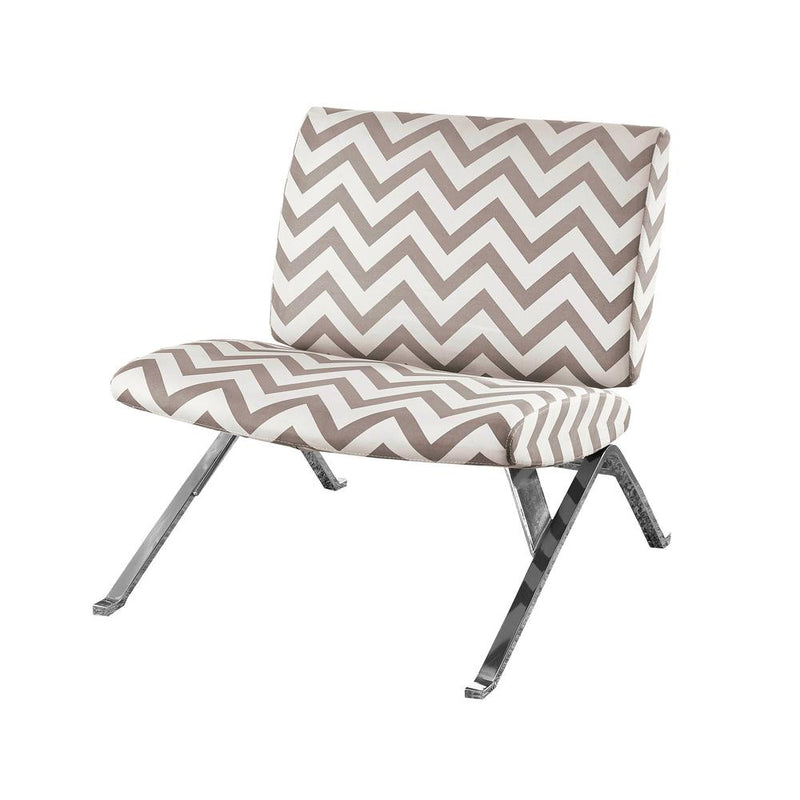 Accent Chair, Armless, Fabric, Living Room, Bedroom, Brown Fabric, Chrome