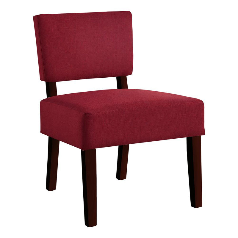 Accent Chair, Armless, Living Room, Bedroom, Red Fabric, Natural Wood Legs