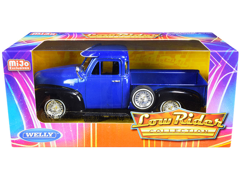 1953 Chevrolet 3100 Pickup Truck Blue and Black Low Rider Collection 1/24 Diecast Model Car by Welly