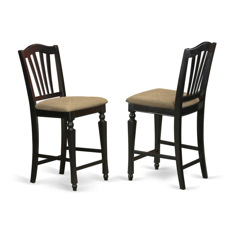 Chelsea  Stools  with  upholstered  seat,  24"  seat  height  in  Black  Finish,  Set  of  2