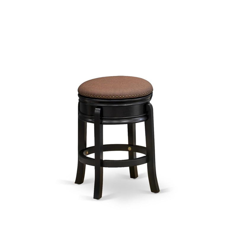 Amherst Counter Height Barstool - Round Shape Brown Roast PU Leather