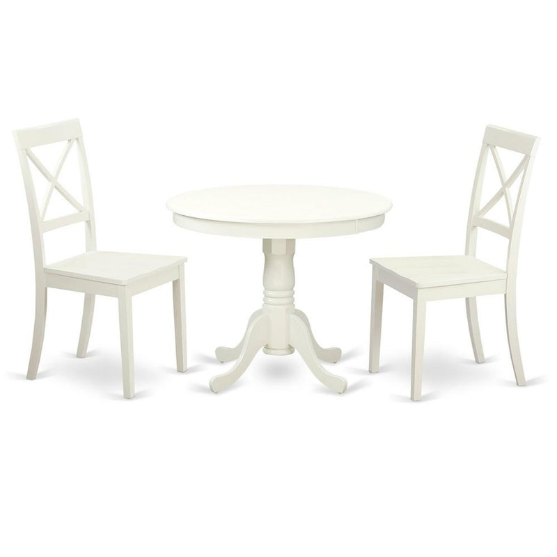 3  Pc  set-Table  and  2  Wood  Kitchen  Chairs  in  Linen  White  .