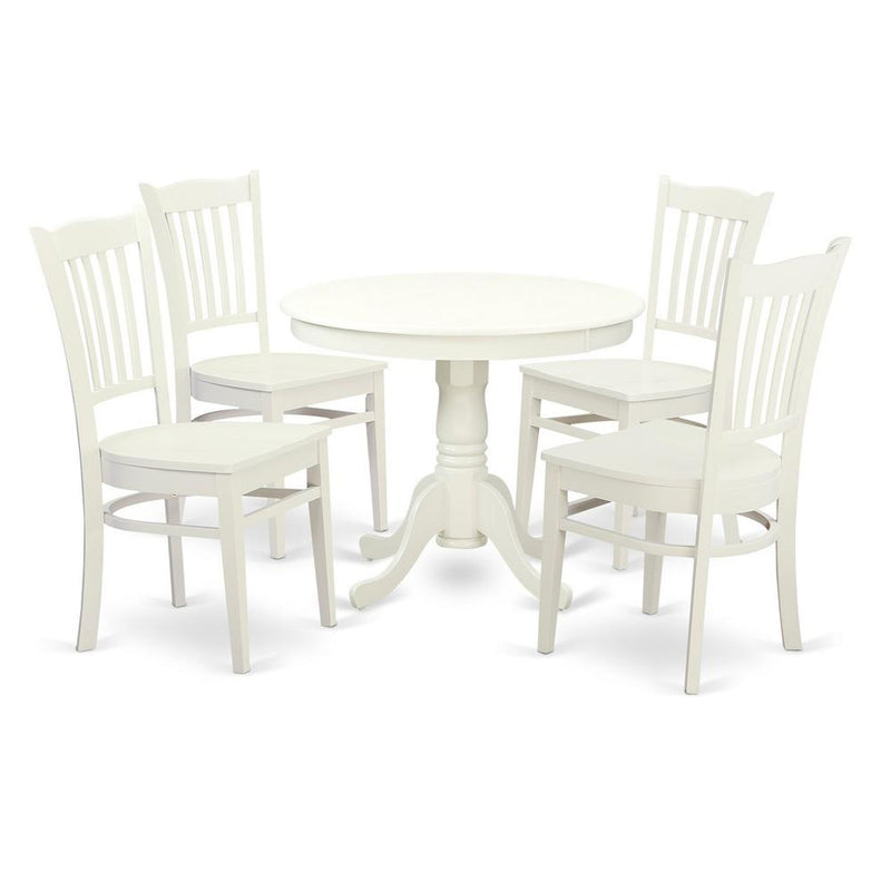 5  Pc  set  with  a  Kitchen  Table  and  4  Wood  Kitchen  Chairs  in  Linen  White.