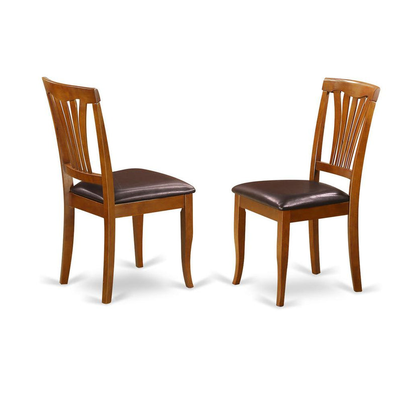 Avon  kitchen  dining  Chair  with  Faux  Leather  Seat  -  Saddle  Brow  Finish,  Set  of  2