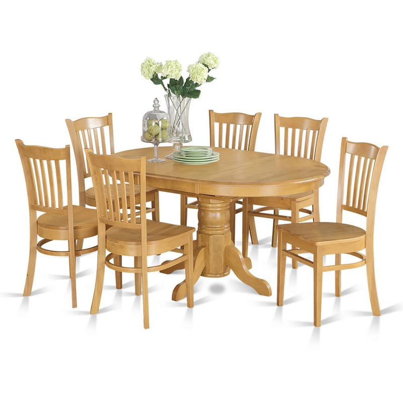 7  Pc  formal  Dining  room  set-  Oval  dinette  Table  with  Leaf  and  6  Dining  Chairs.