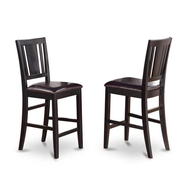 Buckland  Counter  Height  Chair  with  Faux  Leather  Upholstered  Seat  in  Black  Finish,  Set  of  2