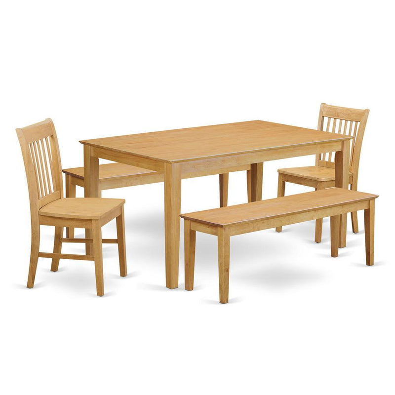 5  PC  Dining  room  set  -  Kitchen  Table  and  2  Dining  Chairs  and  2  Wooden  benches