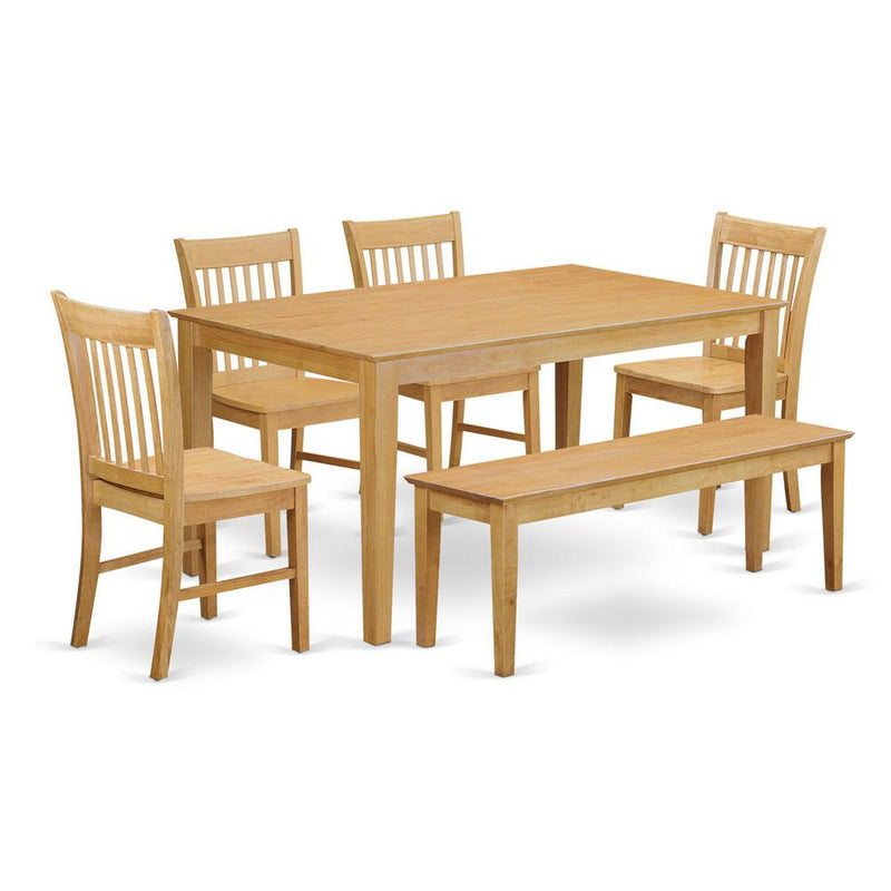 6-Pc  Dining  room  set  with  bench-  Dining  Table  and  4  Chairs  and  Bench