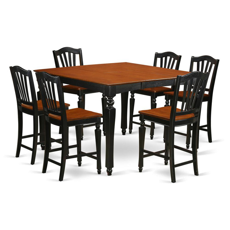 7  Pc  counter  height  Table  set-Square  gathering  Table  and  6  Stools