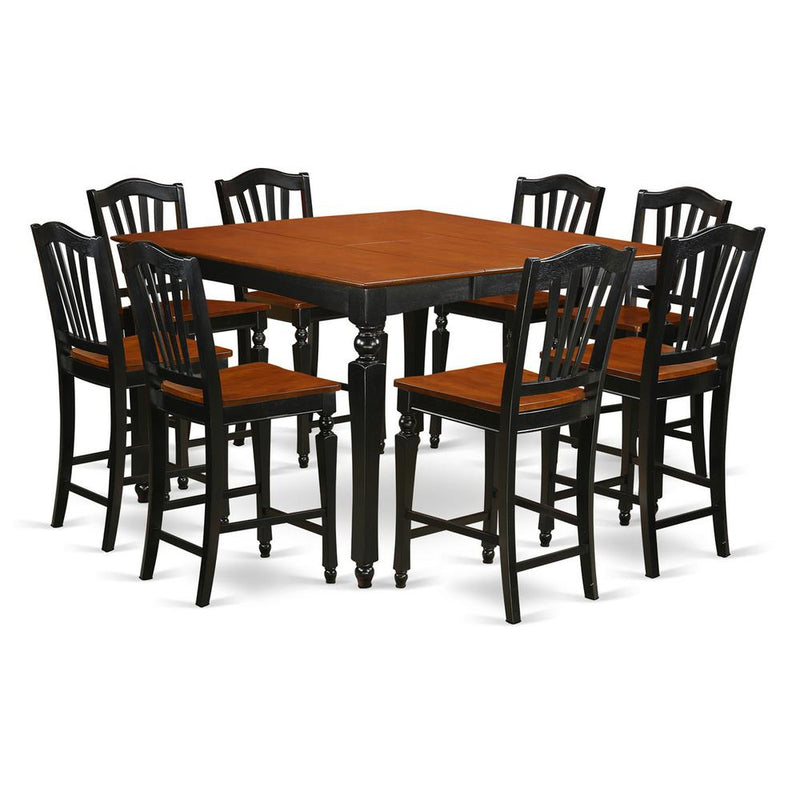 9  PC  counter  height  set-  Square  pub  Table  and  8  Stools