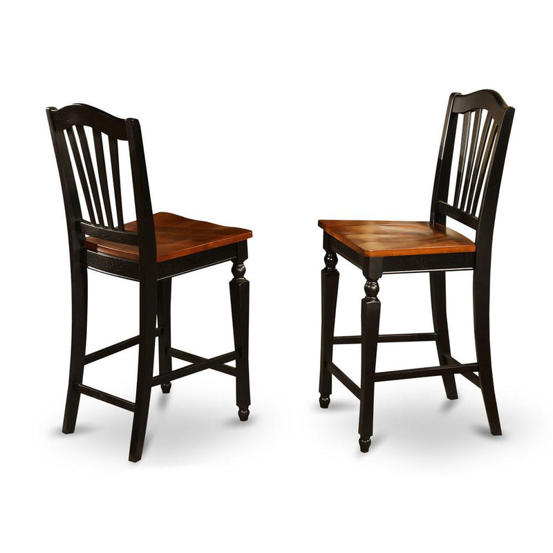 Chelsea Stools with wood seat, 24" seat height - Black Finish, Set of 2