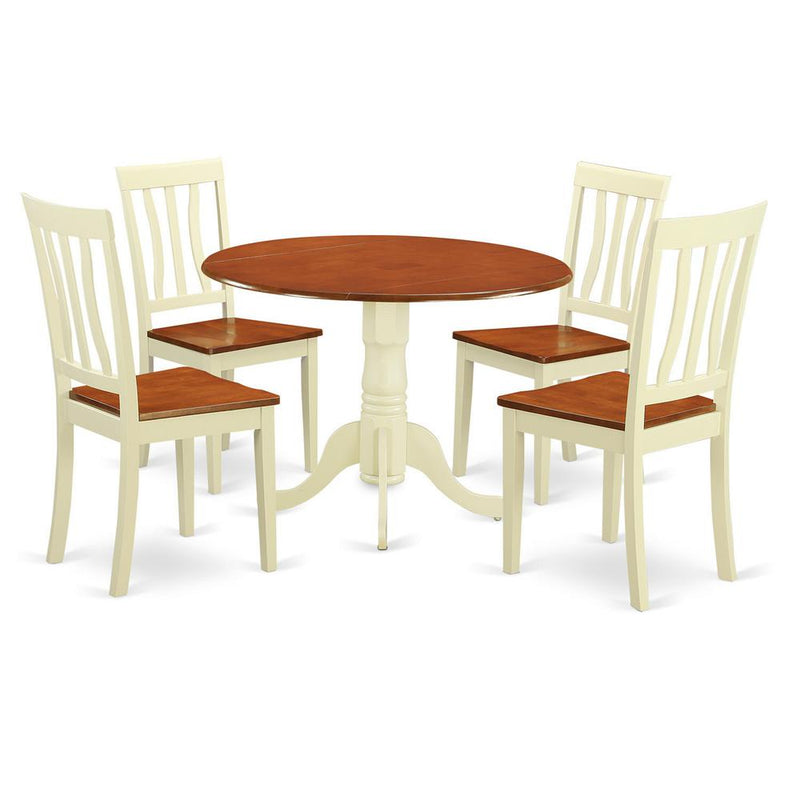 Dining  set  -  5  Pcs  with  4  Wood  Chairs  in  Buttermilk