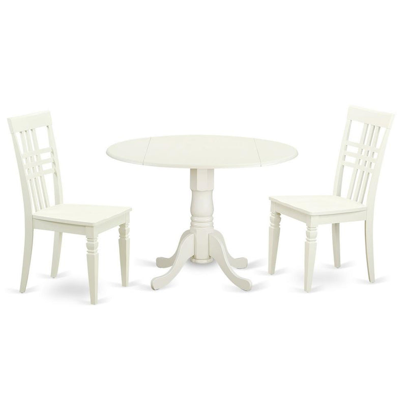 3  PC  Dining  room  set  with  a  Dining  Table  and  2  Kitchen  Chairs  in  Linen  White