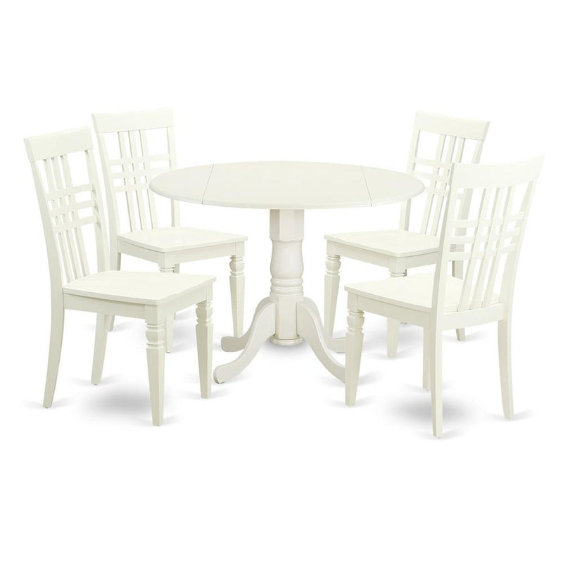 5  PC  Small  Kitchen  Table  set  with  a  Table  and  4  Dining  Chairs  in  Linen  White