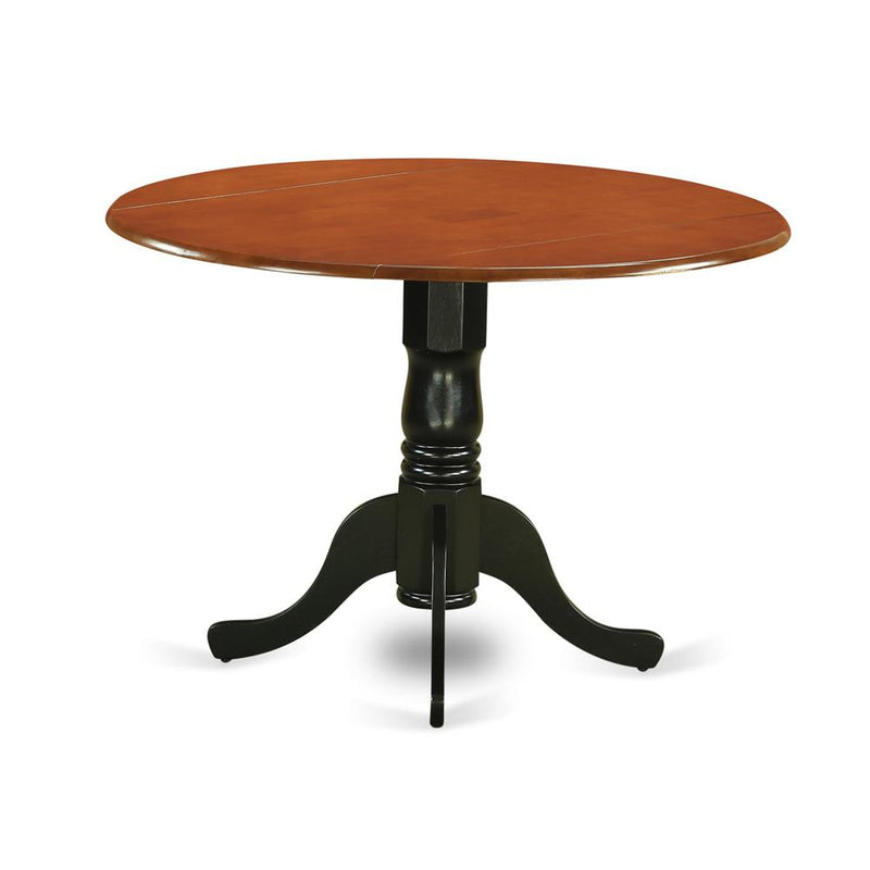 Dublin  Round  Table  with  two  9"  Drop  Leaves  in  Black  and  Cherry  Finish