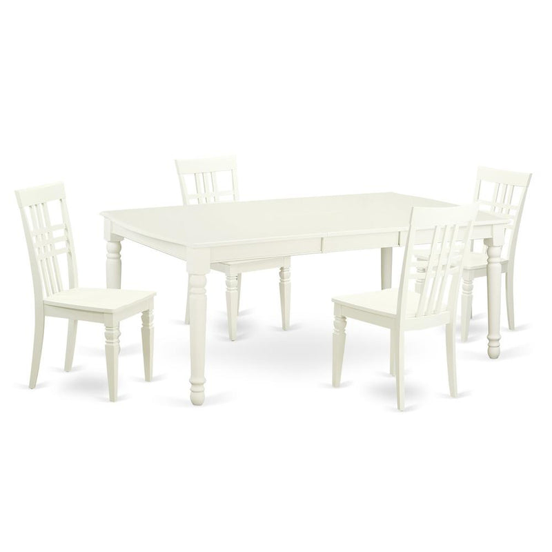 5  PC  Kitchen  Tables  and  chair  set  with  a  Dining  Table  and  4  Kitchen  Chairs  in  Linen  White