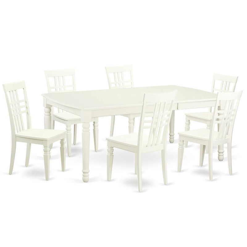 3  PcTable  and  chair  set  with  a  Dining  Table  and  6  Dining  Chairs  in  Linen  White