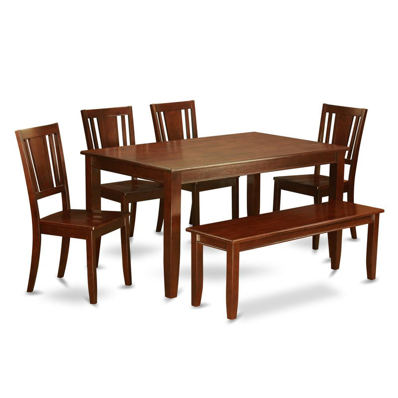 6-Pc  Dining  set  with  bench-Dining  Table  and  4  Dining  Chairs  and  Bench