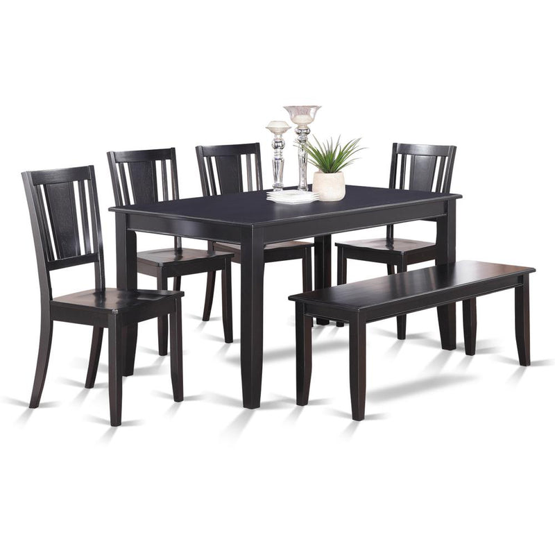 6  Pc  Dining  Table  with  bench-Dining  Table  and  4  Dining  Chairs  and  Bench