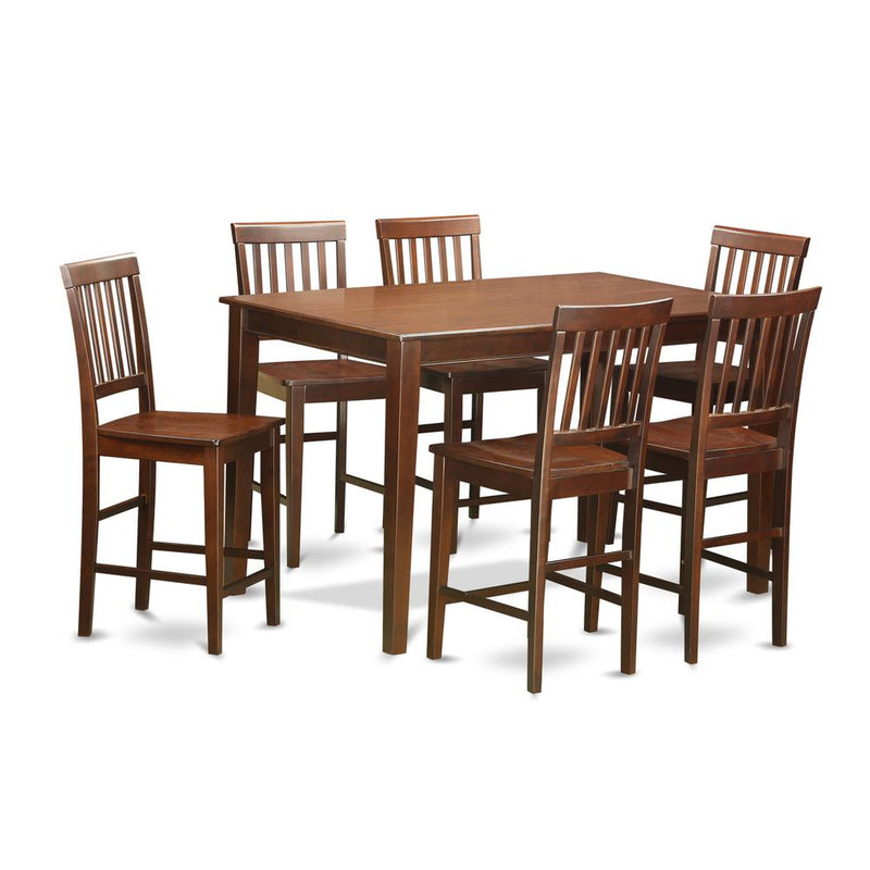 7 Pcs Counter Height Table Set-Pub Table And 6 Bar Stools